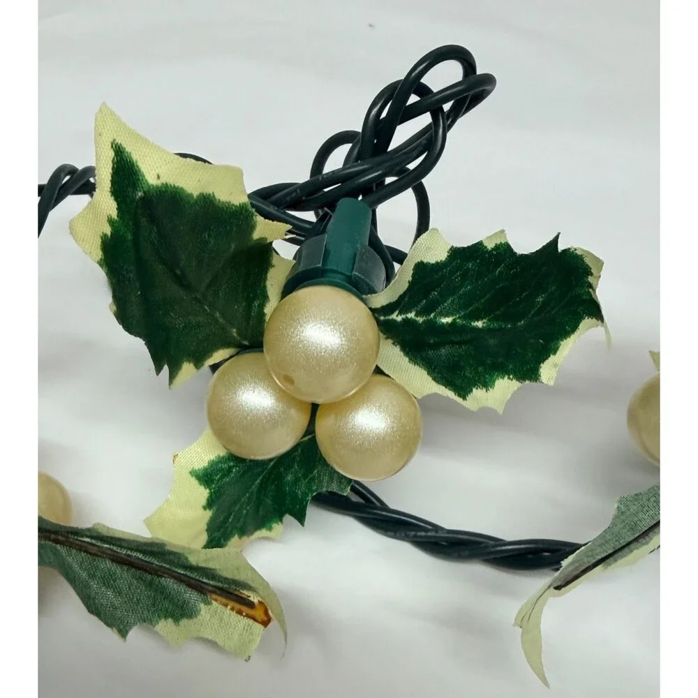 Restoration Hardware Vintage Holly Lights Christmas String Lights Pearl Berries
